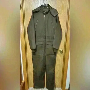 Sears Work'N Leisure Mens Size 44 Regular Brown Coveralls Overalls Hood Vintage